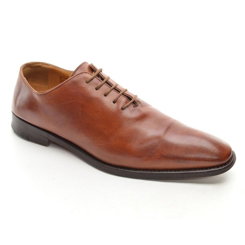 Men Centenario Brown Leather Wholecut Derby Oxfords 41